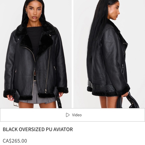 Black oversized PU Aviator - Picture 5 of 5